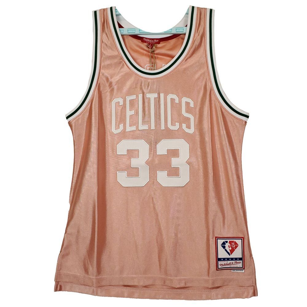 Larry Bird Boston Celtics Mitchell & Ness‎ NBA Large Womens Jersey Rose Gold NWT